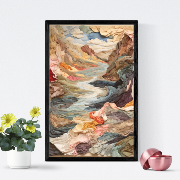 Abstract River & Mountain Wall Art - Image 3